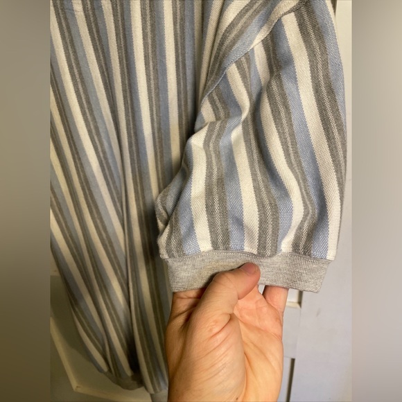 Safe Harbor Polo Shirt Mens Large Blue Golf Stretch Band SS Barcode Stripe - Picture 7 of 9